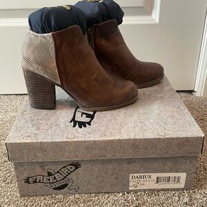 Freebird by Steven Women's Taupe Multi Ankle Boots- DARIUS